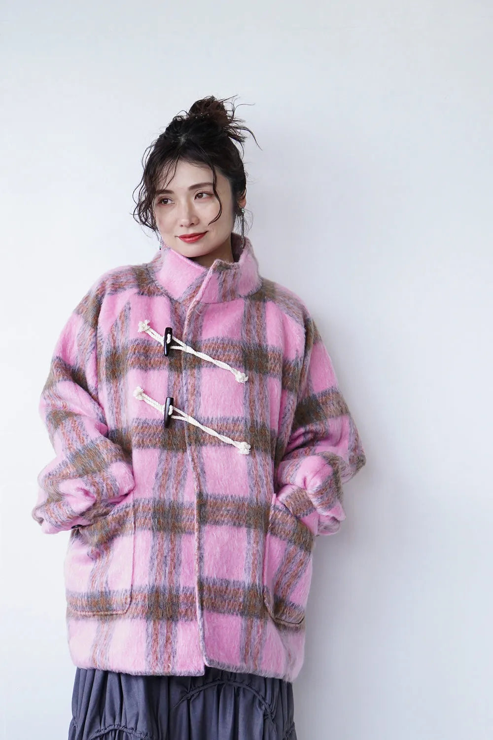 【LILA n' citta】チェック柄ハーフコート