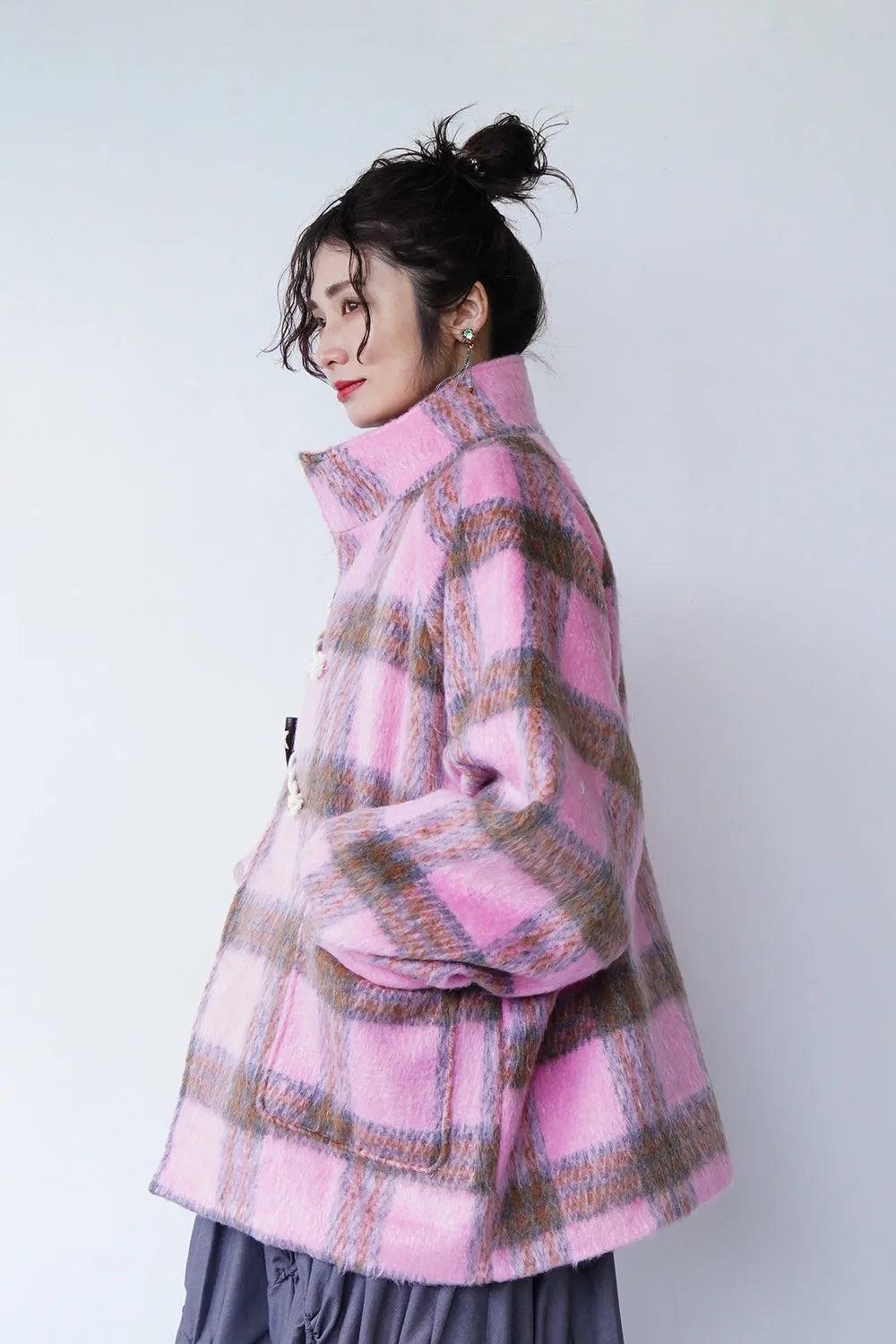 【LILA n' citta】チェック柄ハーフコート