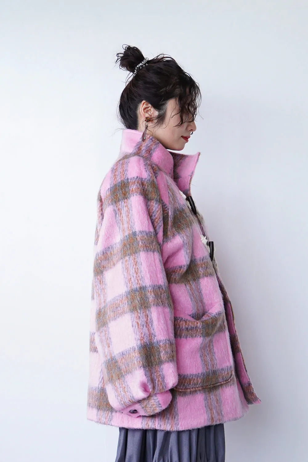 【LILA n' citta】チェック柄ハーフコート