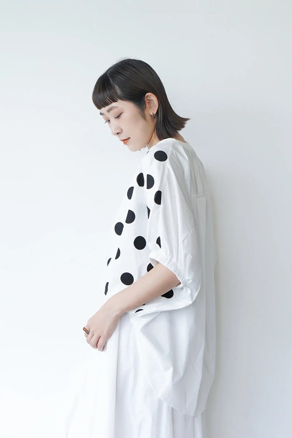 ドットプリントドルマン丸型カットソー