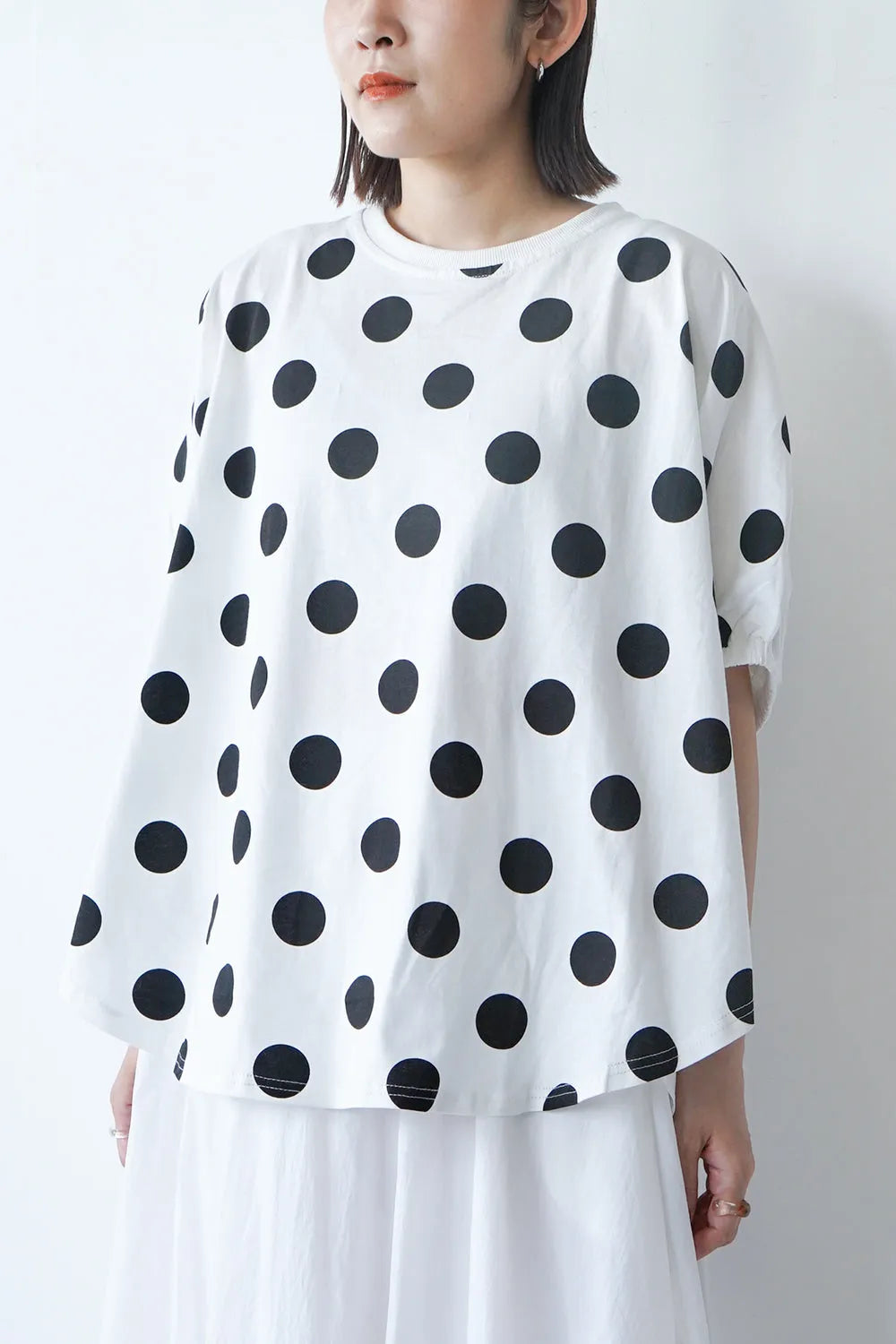 ドットプリントドルマン丸型カットソー