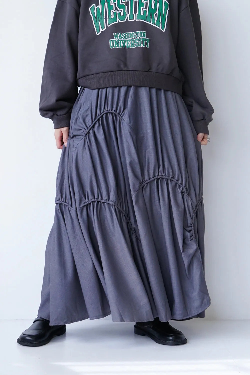 アンバランスドロストデザインロングスカート