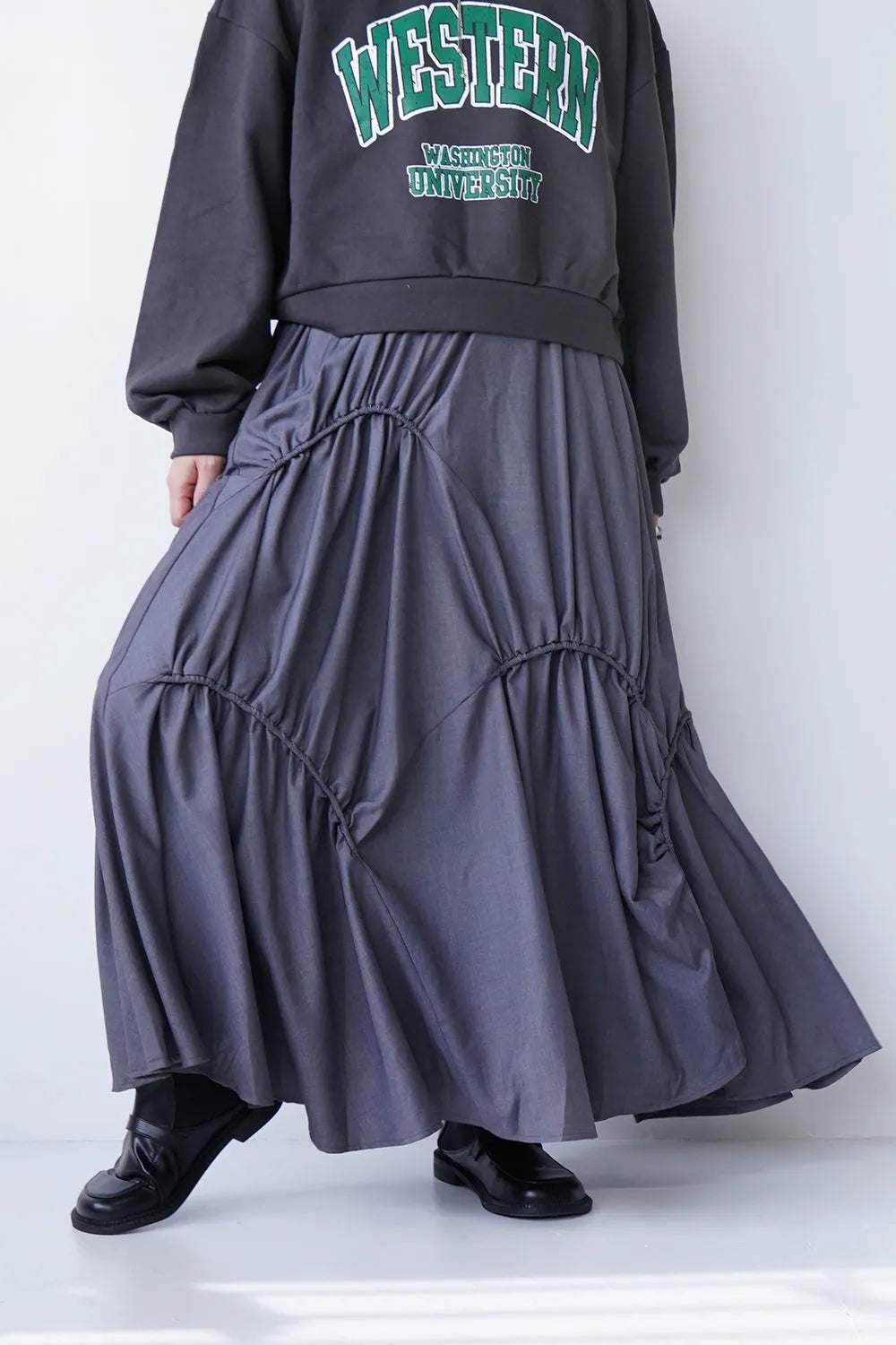 アンバランスドロストデザインロングスカート