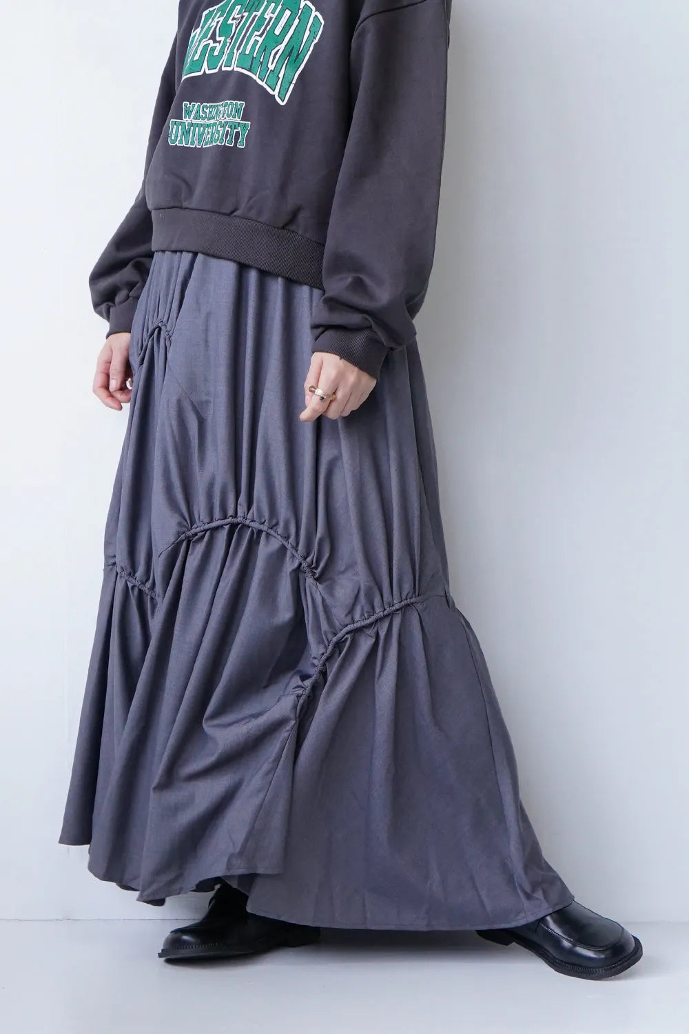 アンバランスドロストデザインロングスカート
