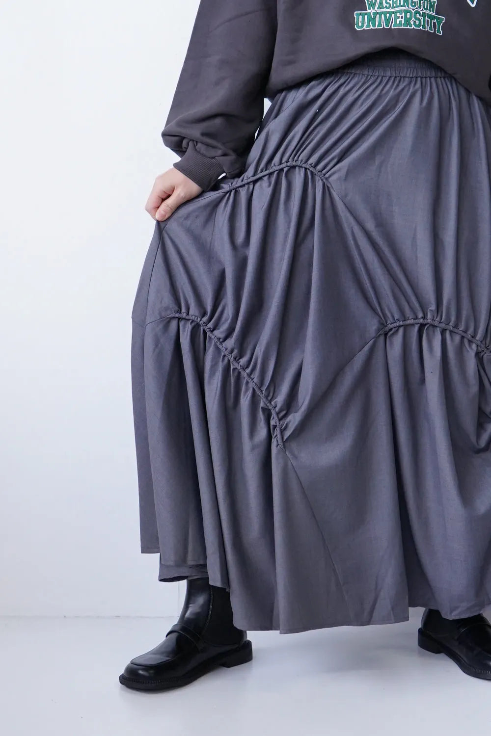 アンバランスドロストデザインロングスカート