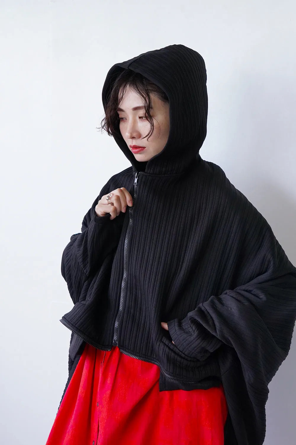 ジップデザインドルマンパーカ