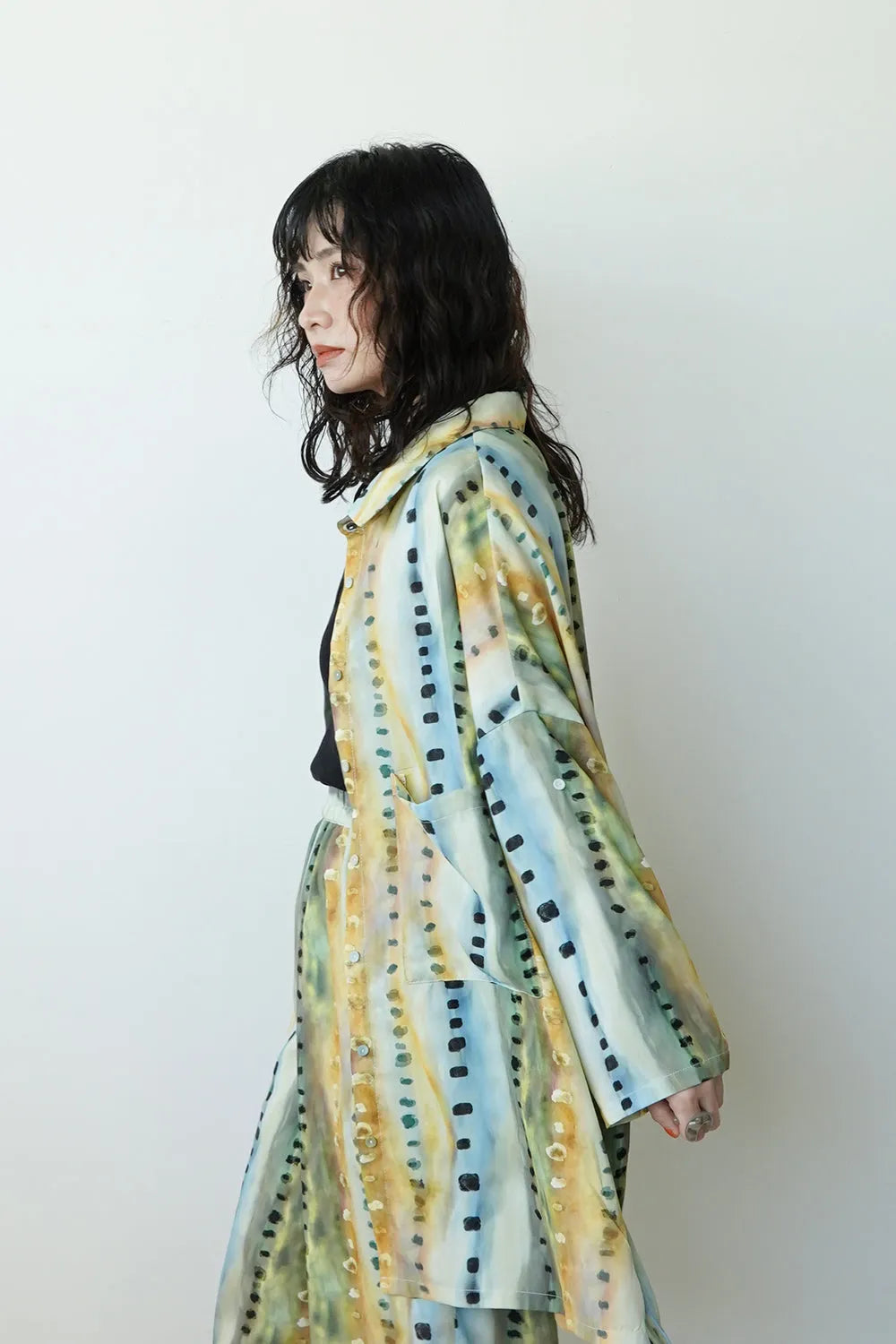 【LILA n’citta】ストライプドットオーバーシャツ