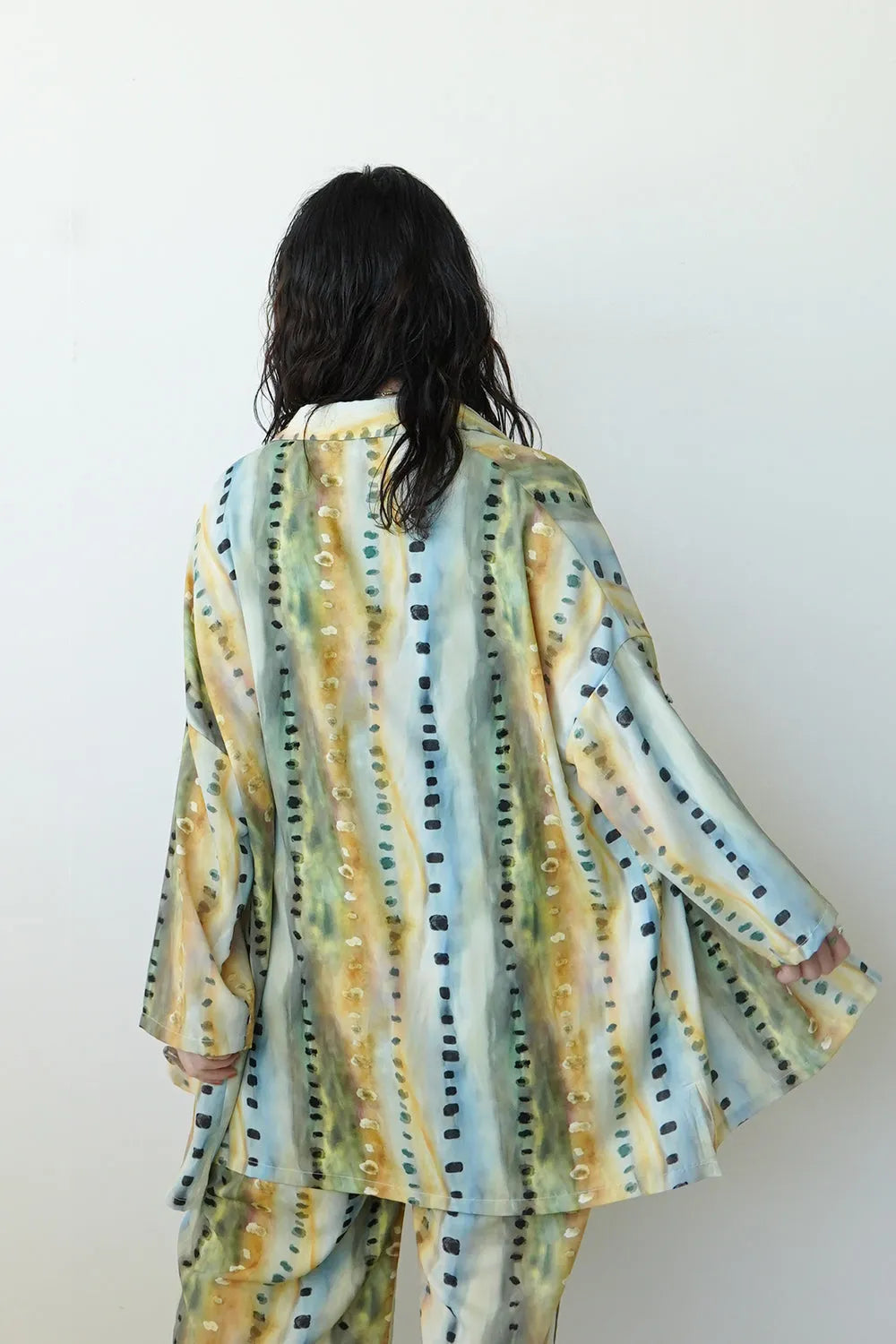 【LILA n’citta】ストライプドットオーバーシャツ