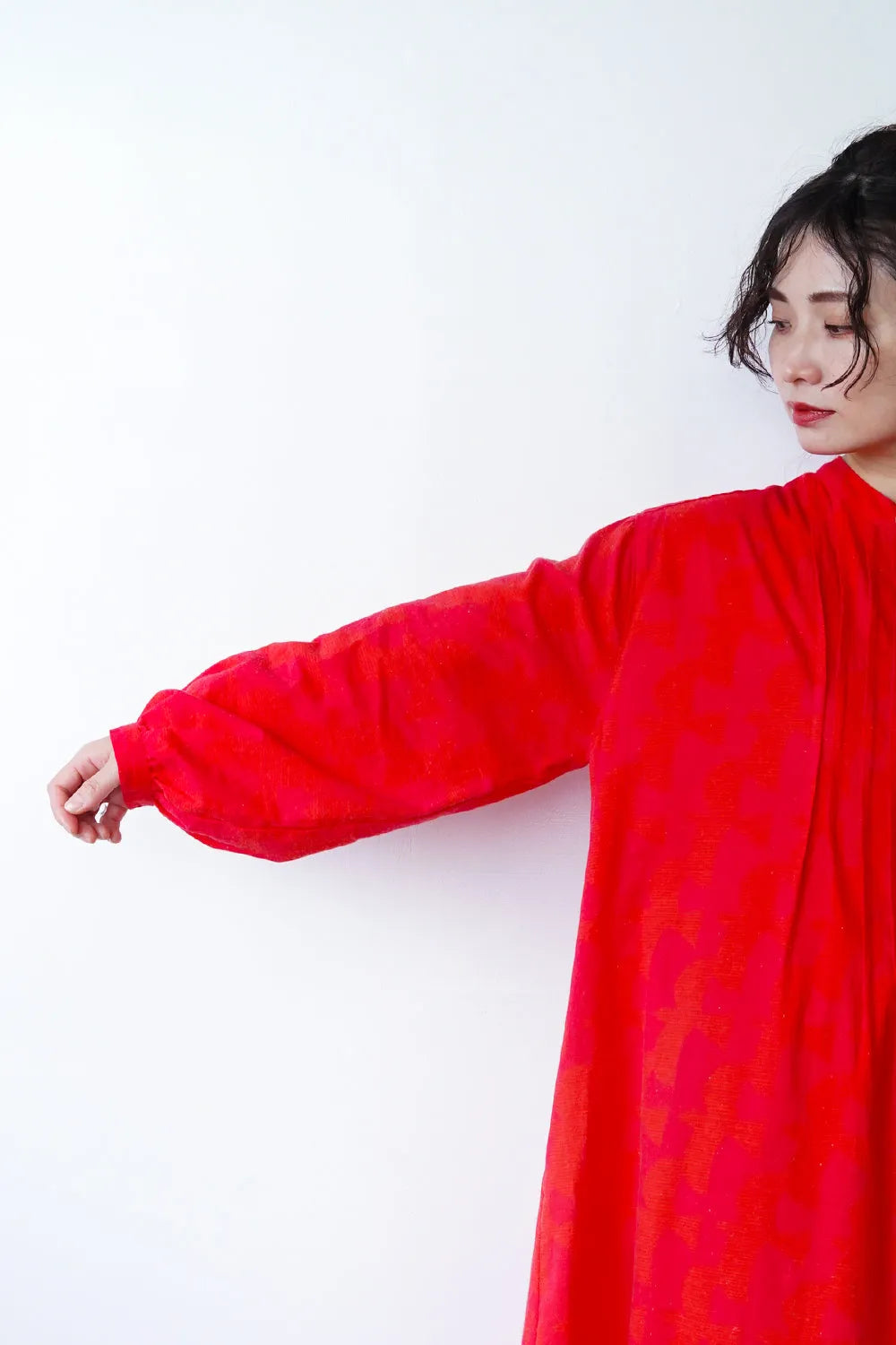 【fu-dueka::】ヴィンテージ加工鳥柄ピンタックワンピース