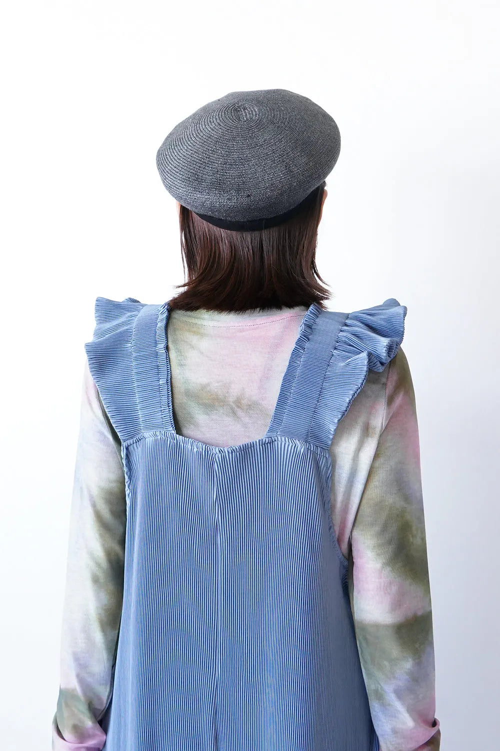 フリルショルダープリーツサロペット