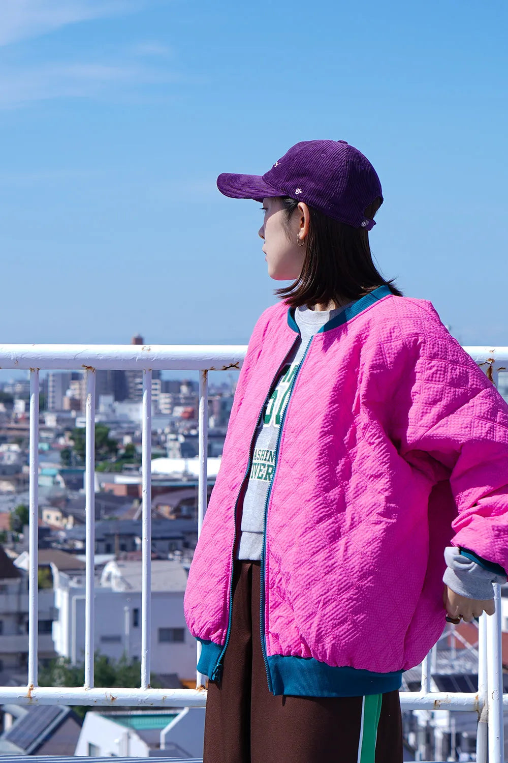 【LILA n’ citta】格子柄キルティングブルゾン