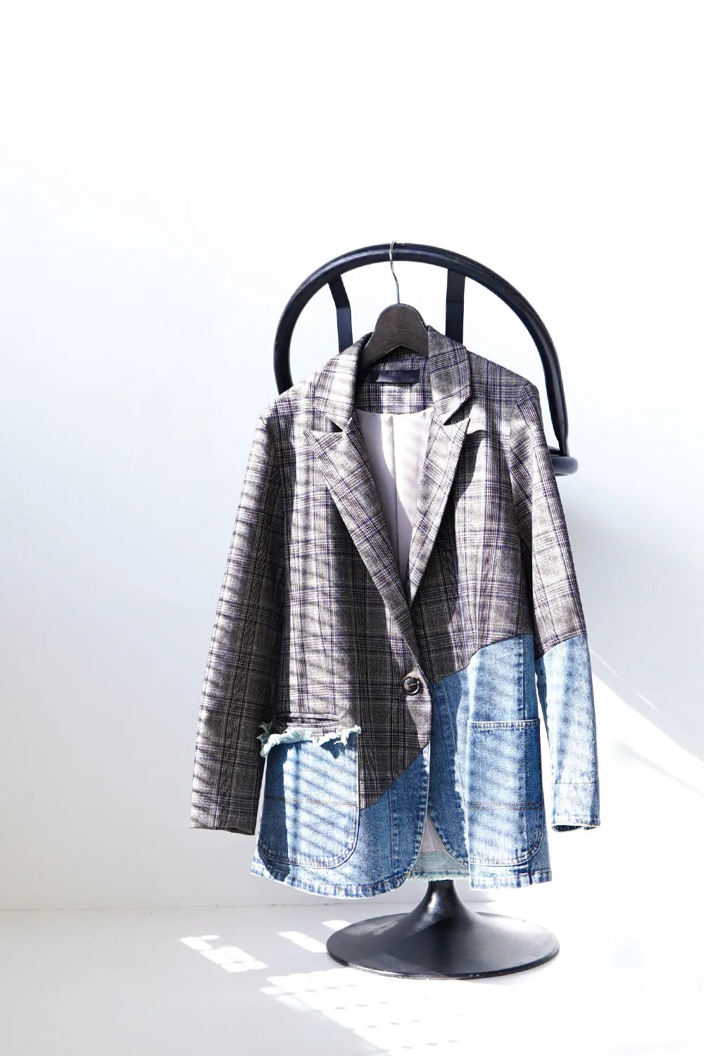 【MICALLE MICALLE】デニム×チェック切替ジャケット