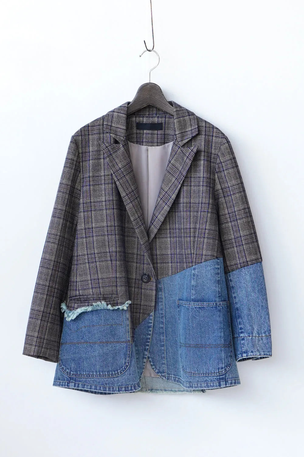 【MICALLE MICALLE】デニム×チェック切替ジャケット