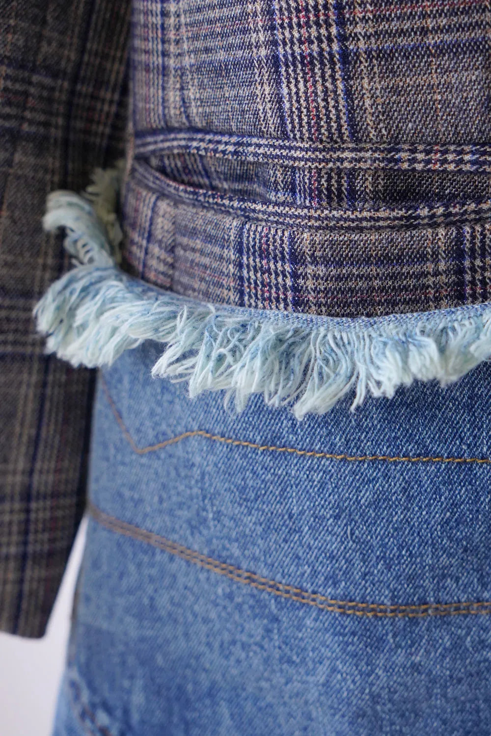 【MICALLE MICALLE】デニム×チェック切替ジャケット