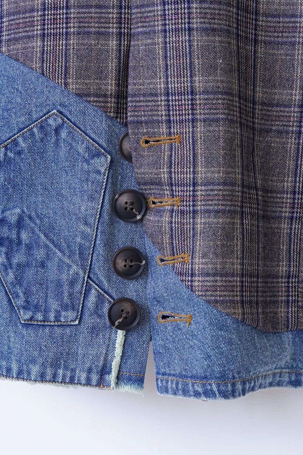 【MICALLE MICALLE】デニム×チェック切替ジャケット
