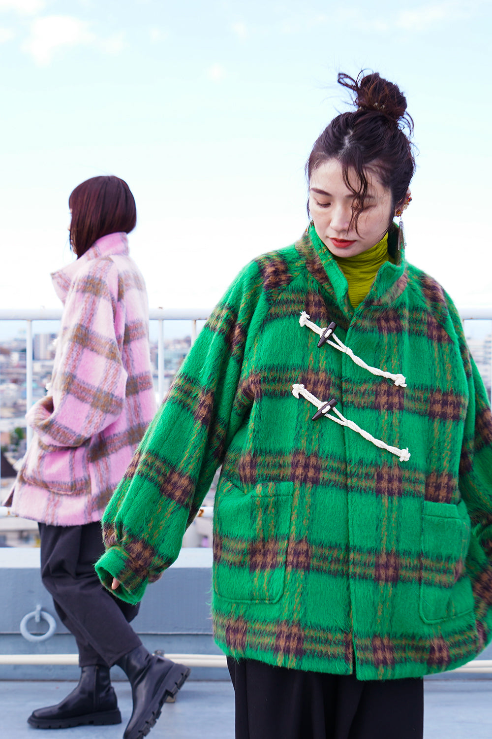 【LILA n' citta】チェック柄ハーフコート