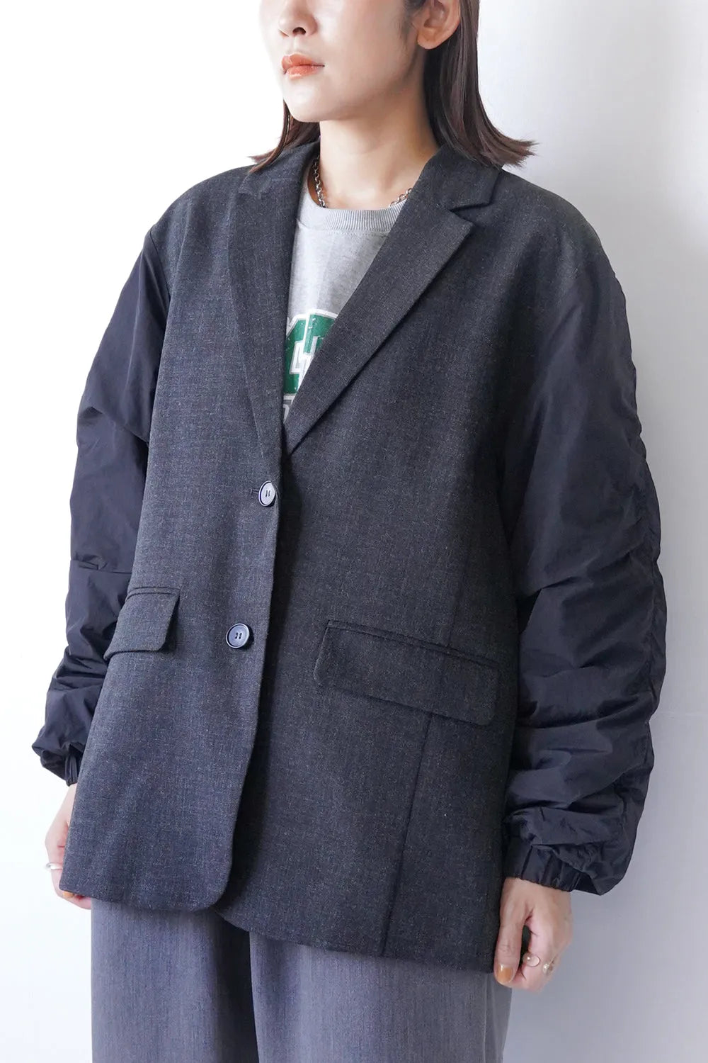 CHIGNON袖MA-1ドッキングジャケット CHIGNON 袖MA-1ドッキングJK 