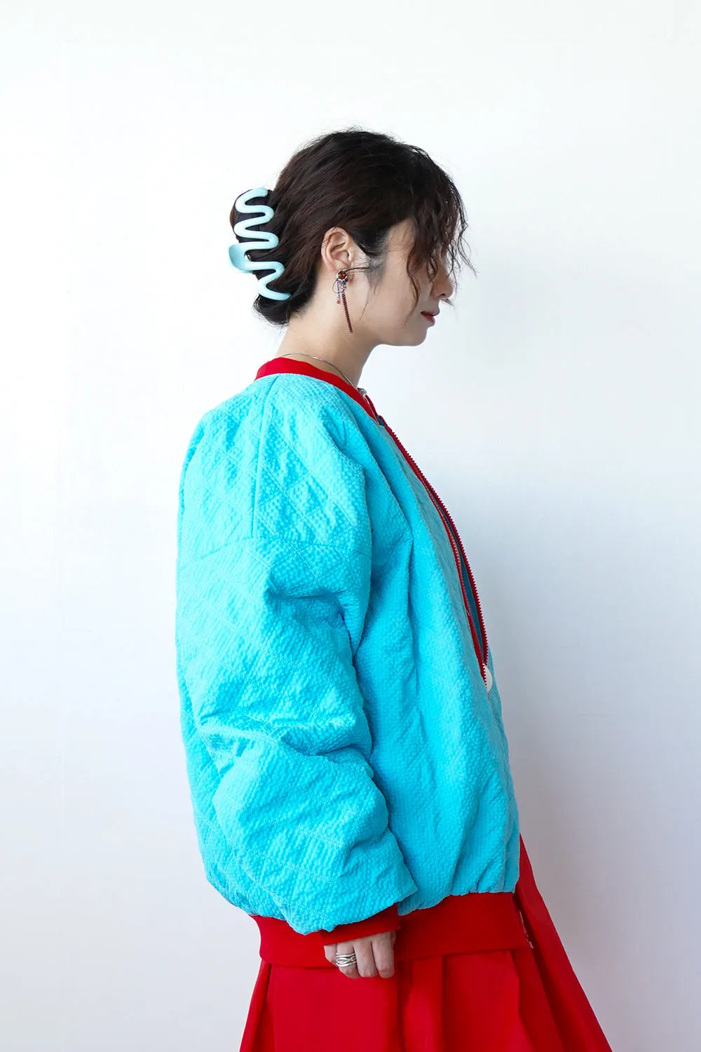 【LILA n’ citta】格子柄キルティングブルゾン