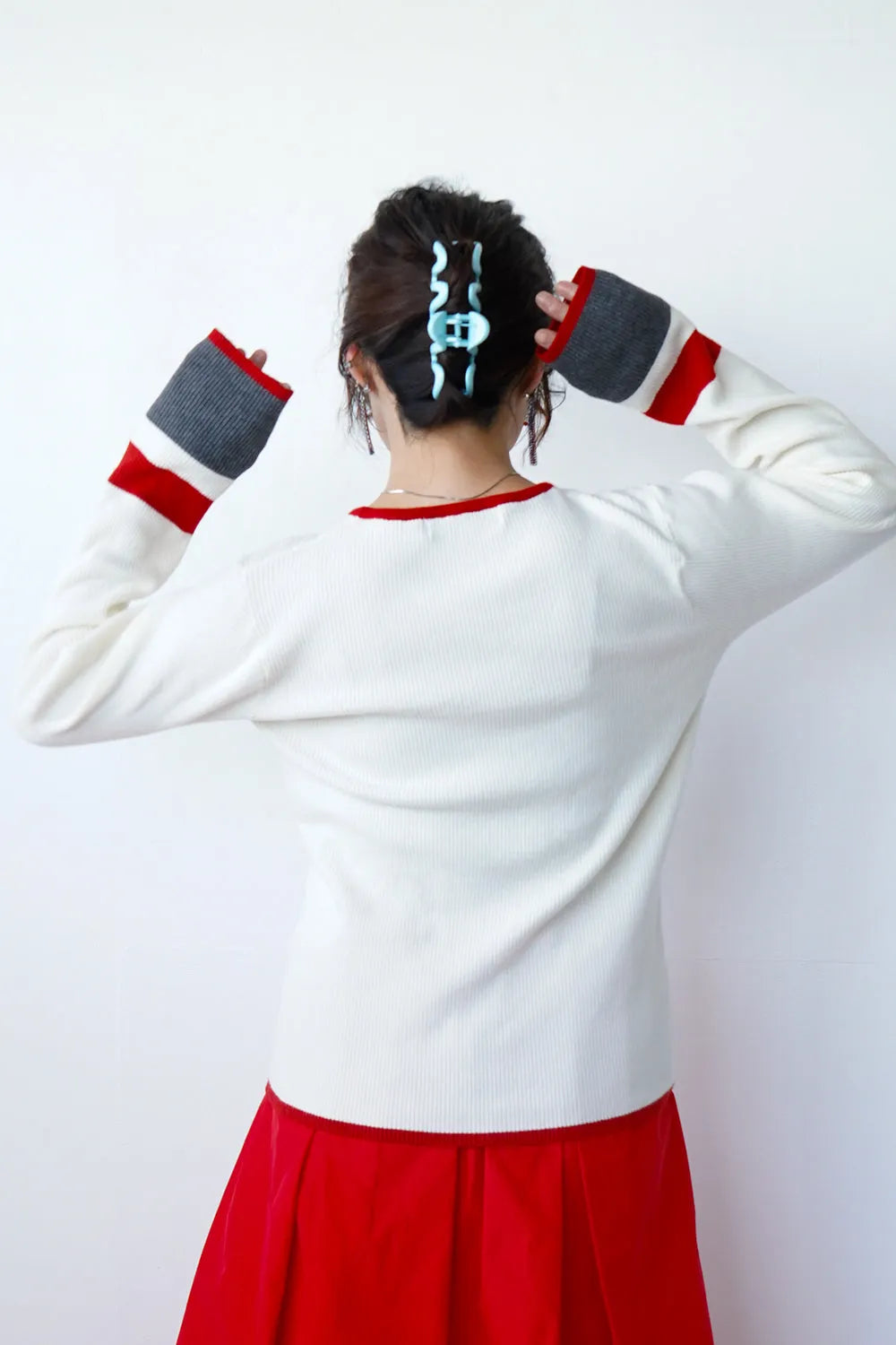 【MICALLE MICALLE】配色ラインニットソー