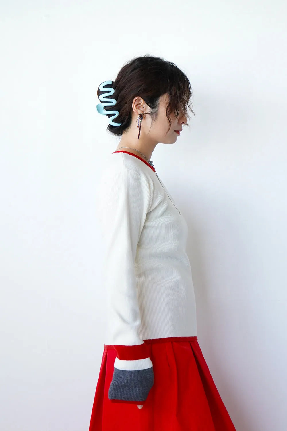 【MICALLE MICALLE】配色ラインニットソー