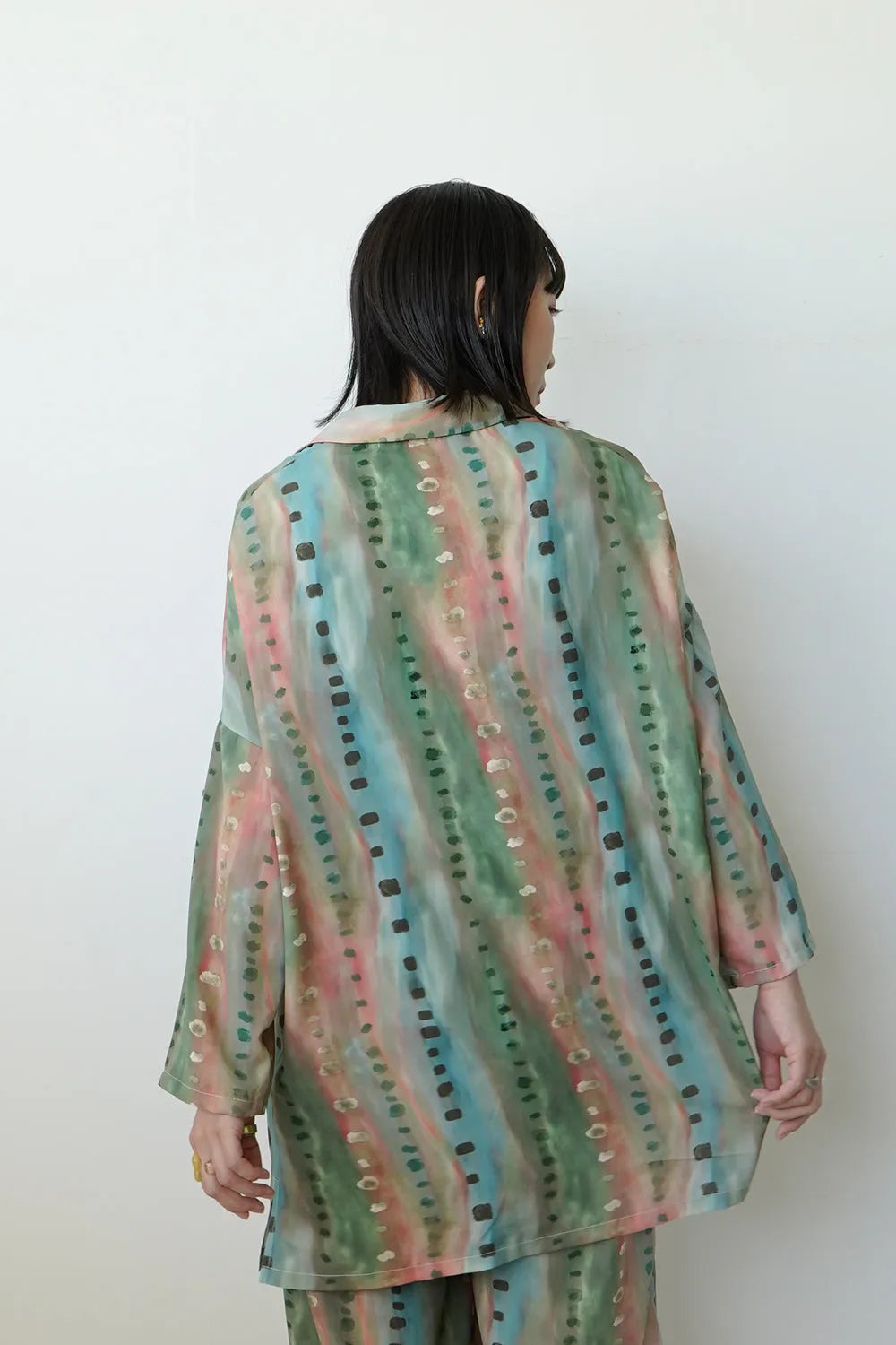 【LILA n’citta】ストライプドットオーバーシャツ