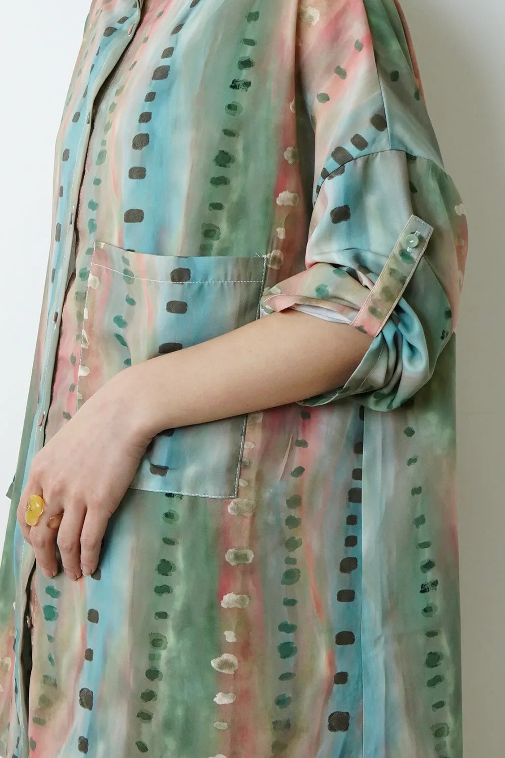 【LILA n’citta】ストライプドットオーバーシャツ