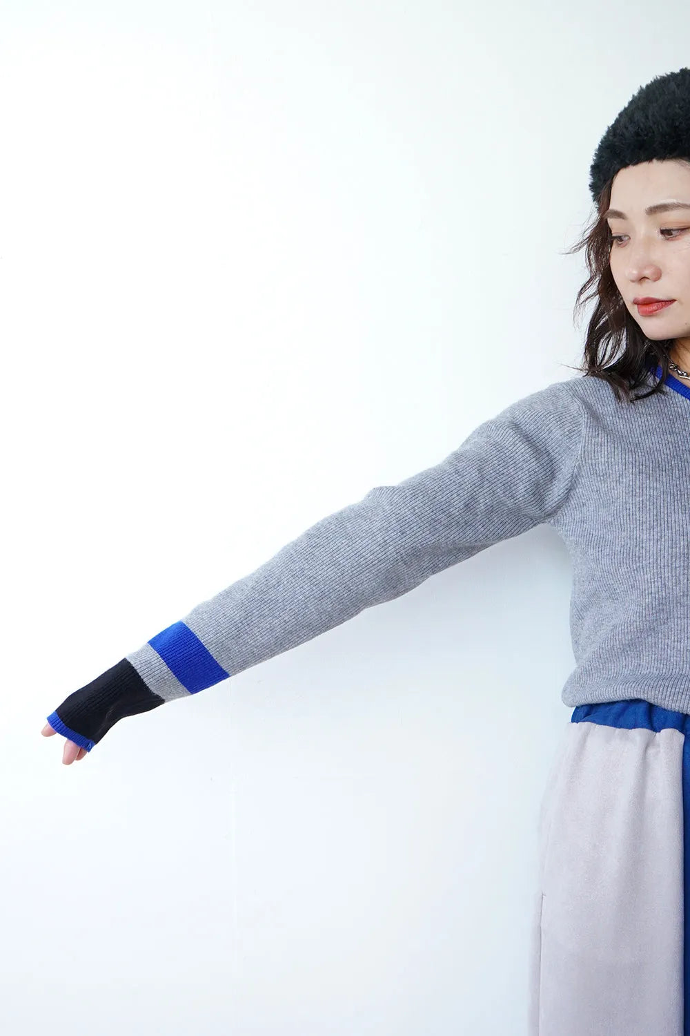 【MICALLE MICALLE】配色ラインニットソー