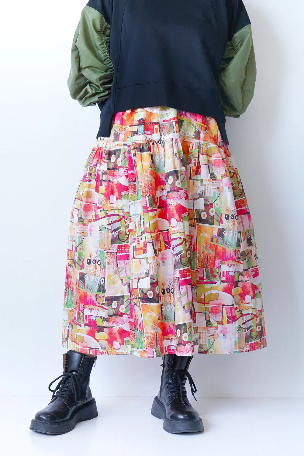 グラフィック柄コットンスカート