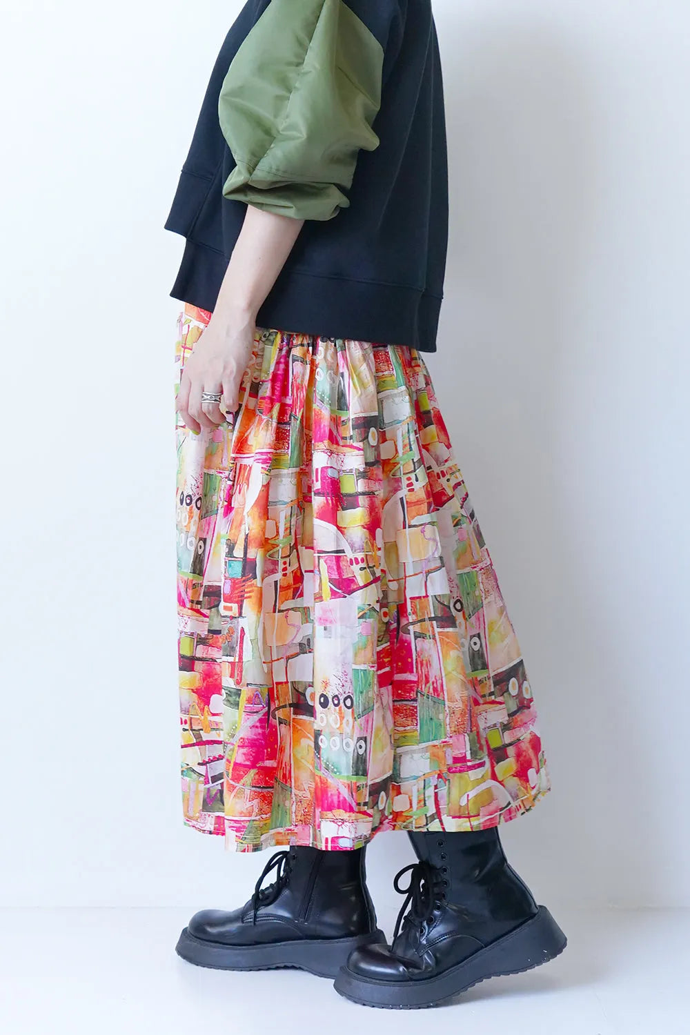 グラフィック柄コットンスカート