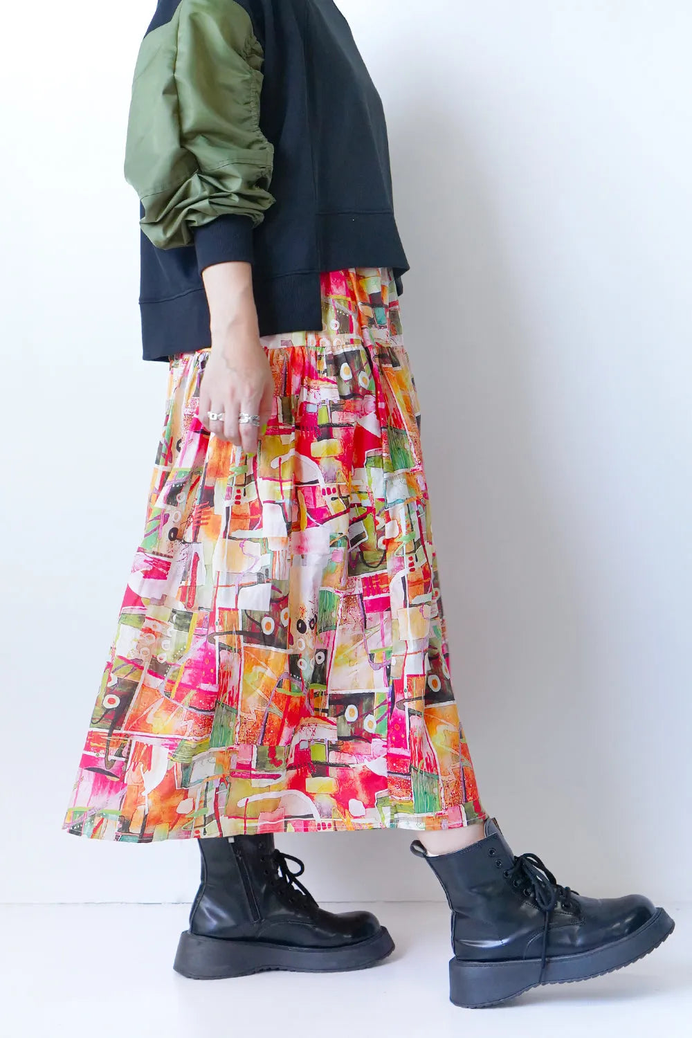 グラフィック柄コットンスカート