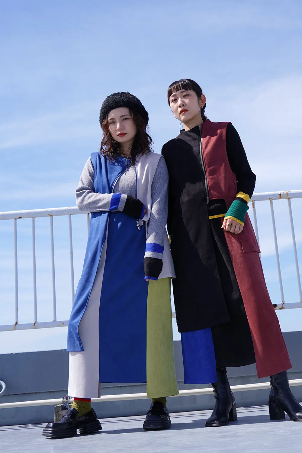 【LILA n’ citta】フェイクスエード配色スカート