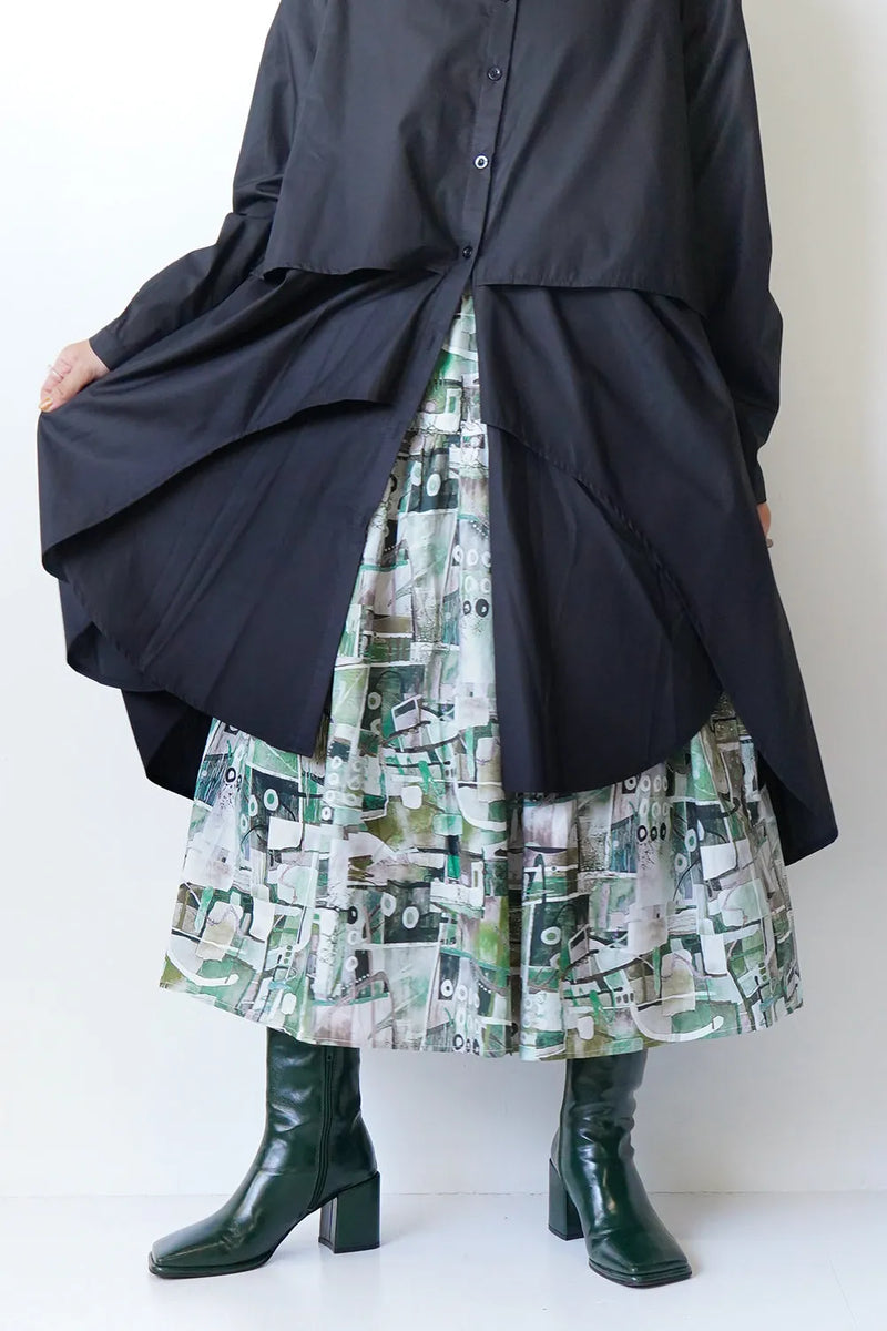 グラフィック柄コットンスカート