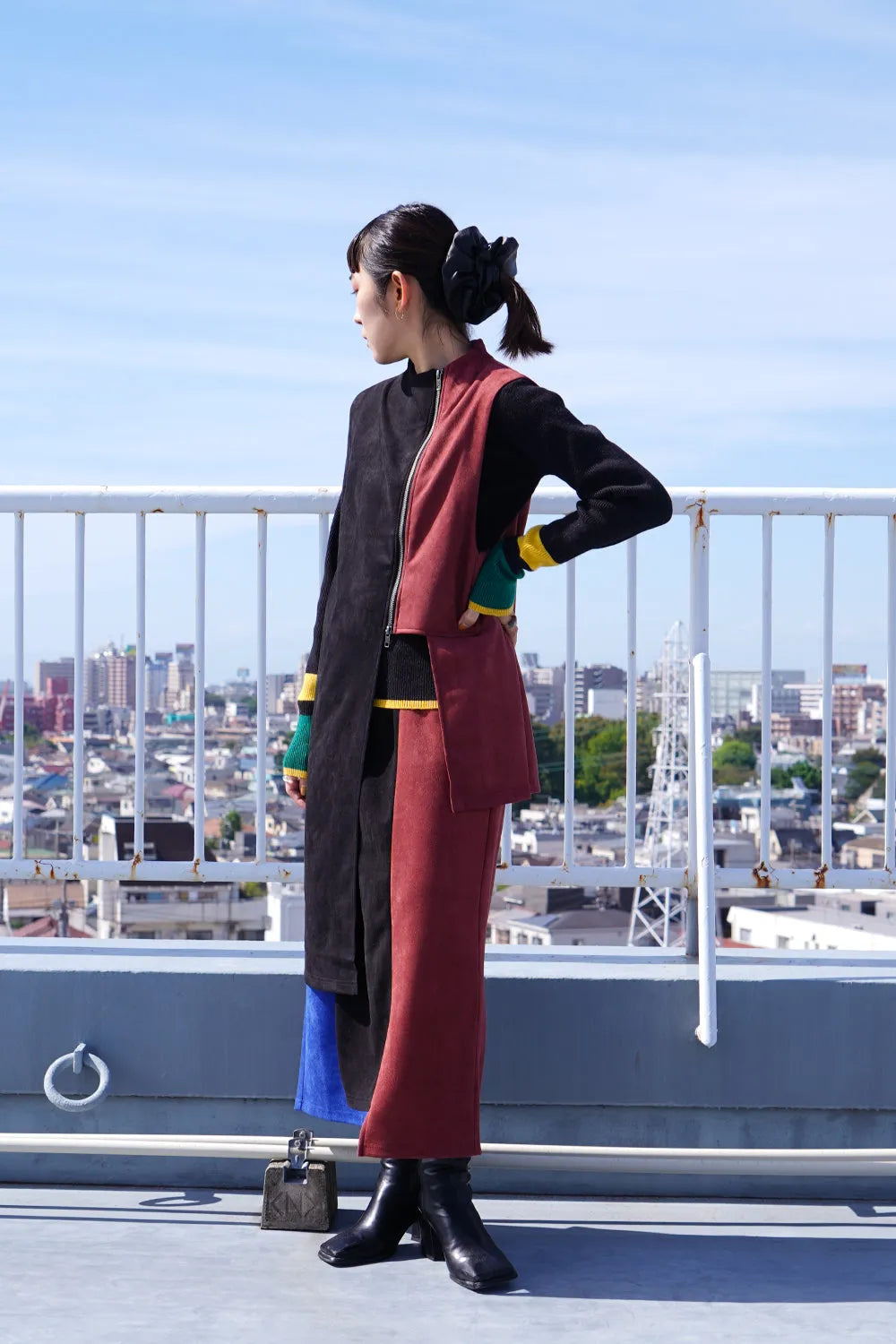 【LILA n’ citta】フェイクスエード配色スカート