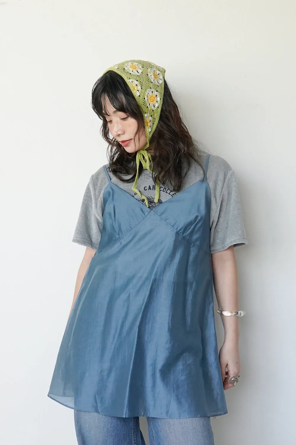 花柄クロシェニットヘッドスカーフ