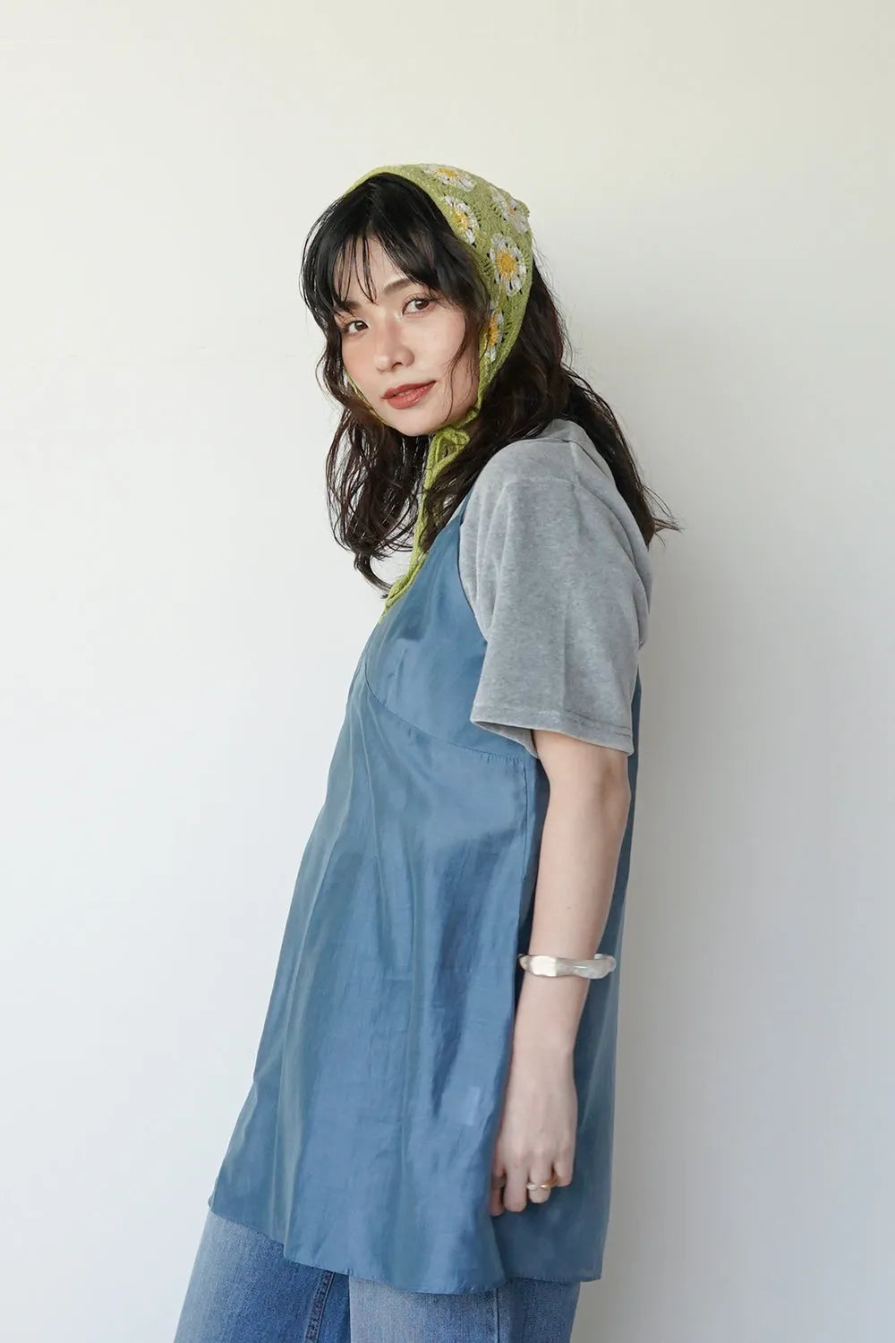 花柄クロシェニットヘッドスカーフ