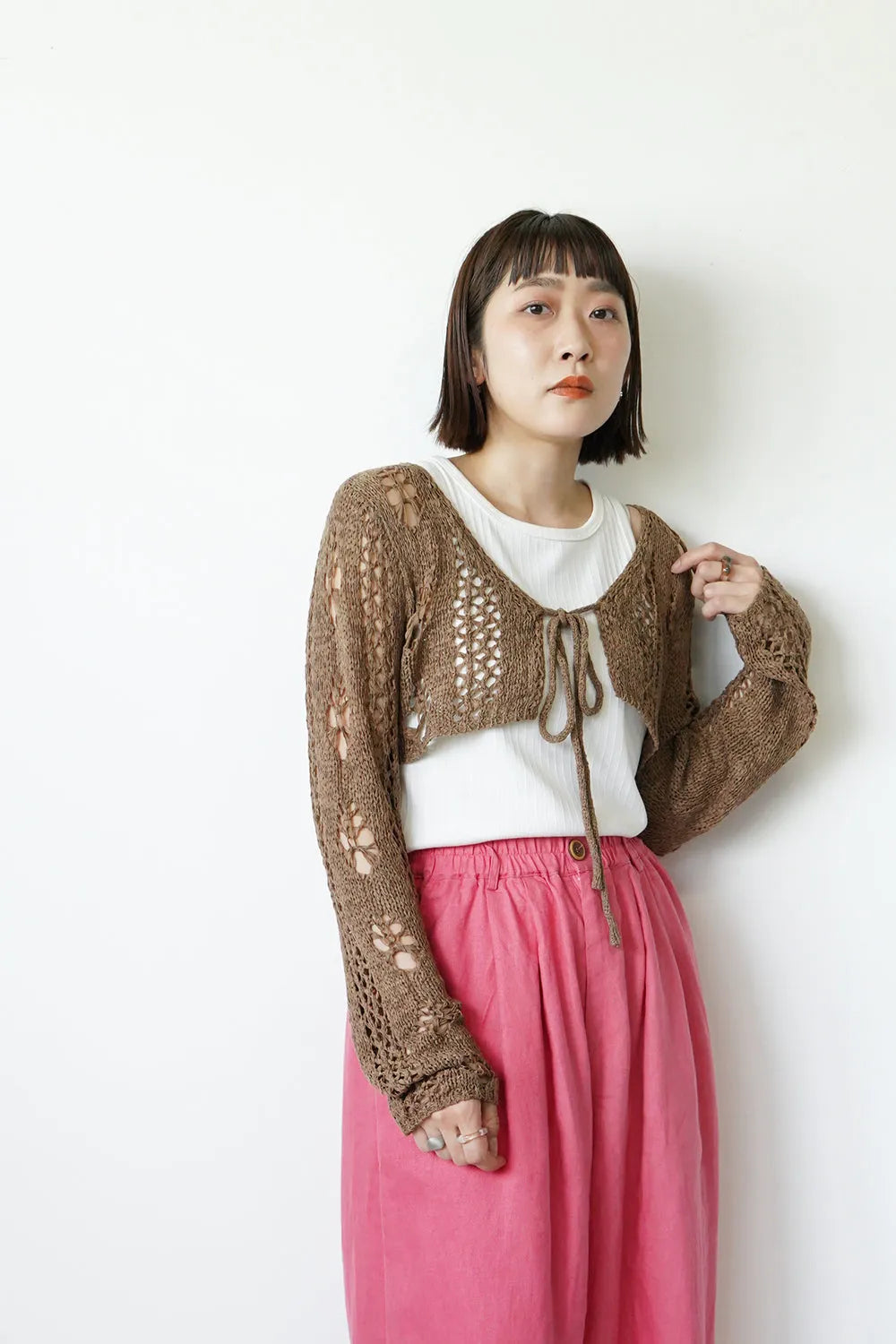 ローゲージボレロニットカーデ