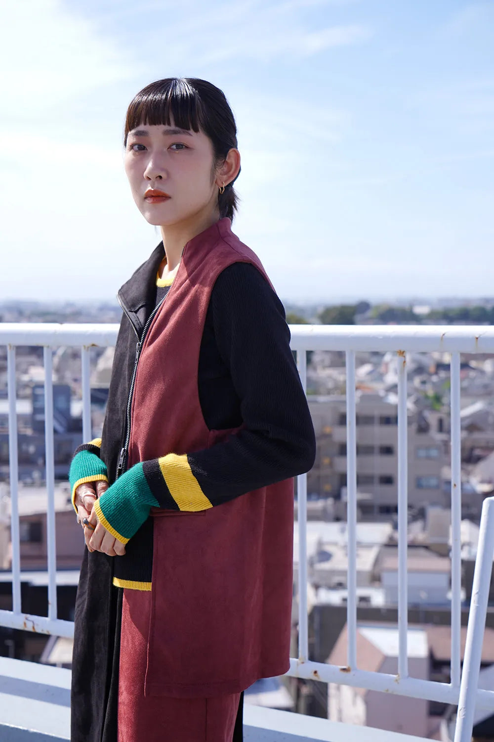 【LILA n’ citta】フェイクスエード配色ベスト