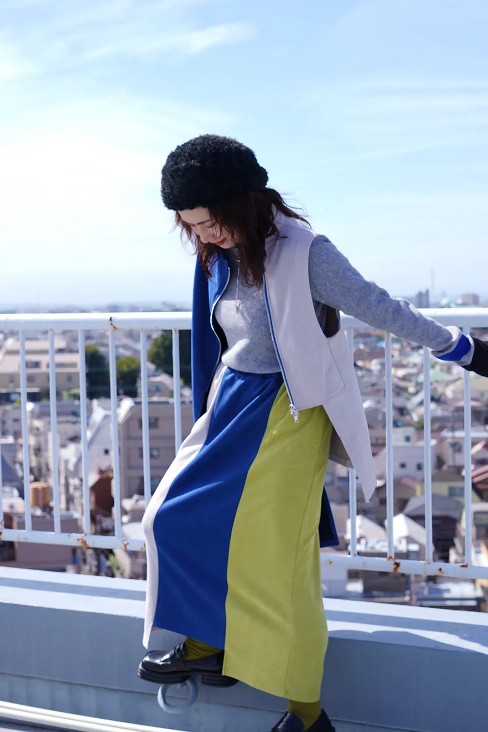 【LILA n’ citta】フェイクスエード配色スカート