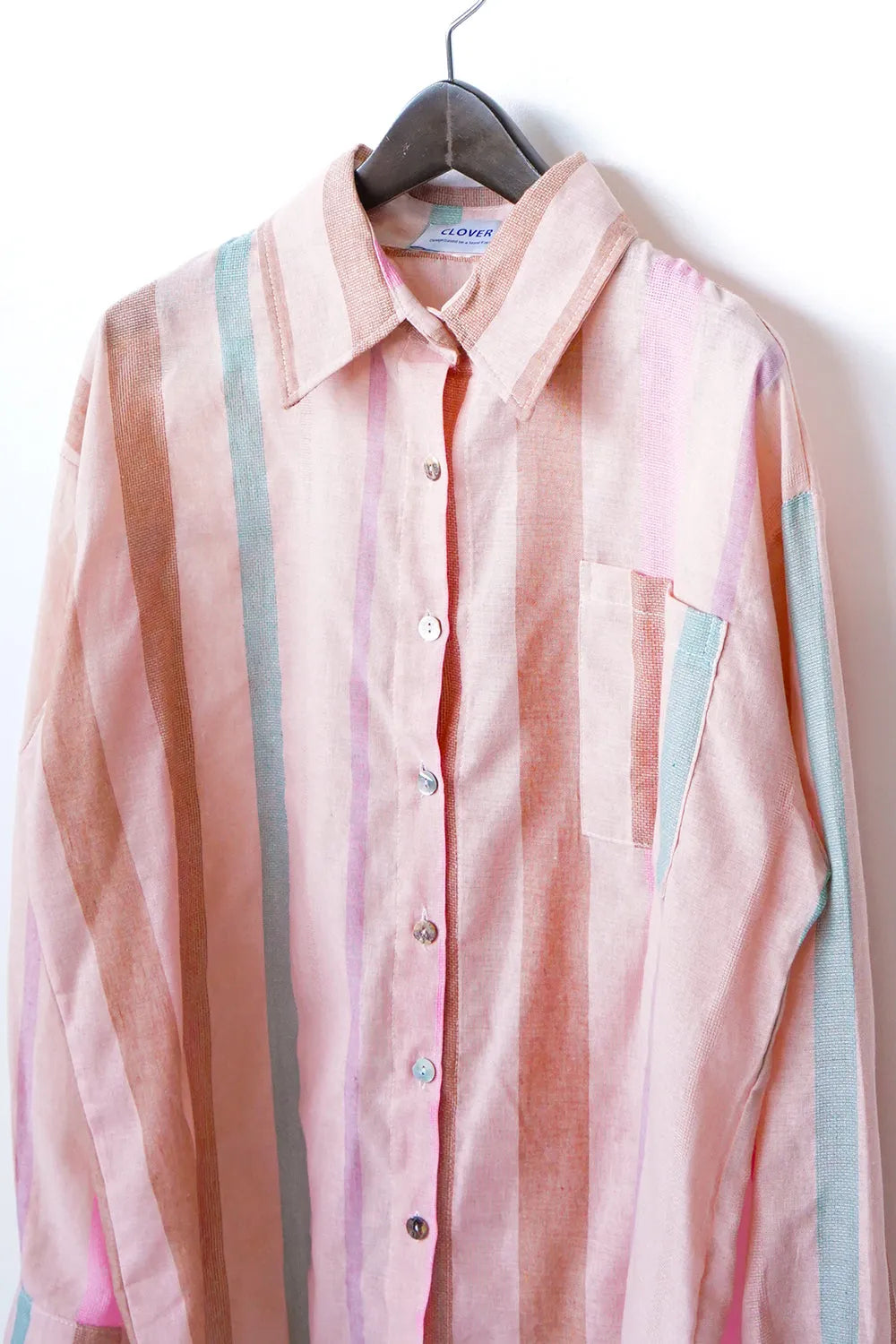 パステルストライプ柄リネンシャツ