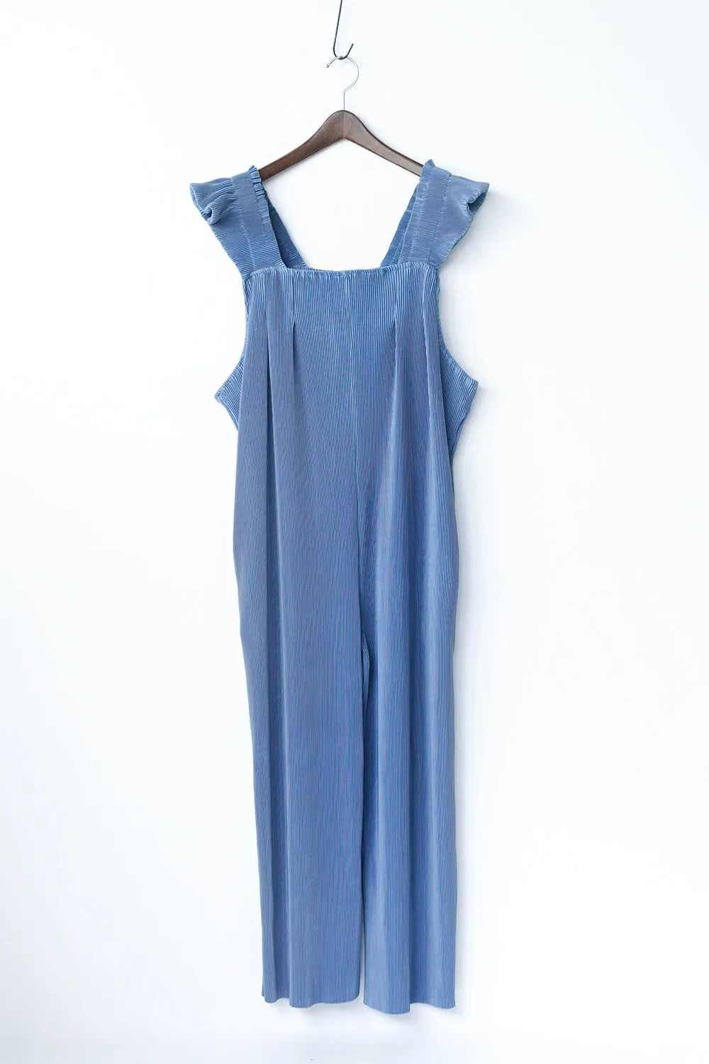 フリルショルダープリーツサロペット