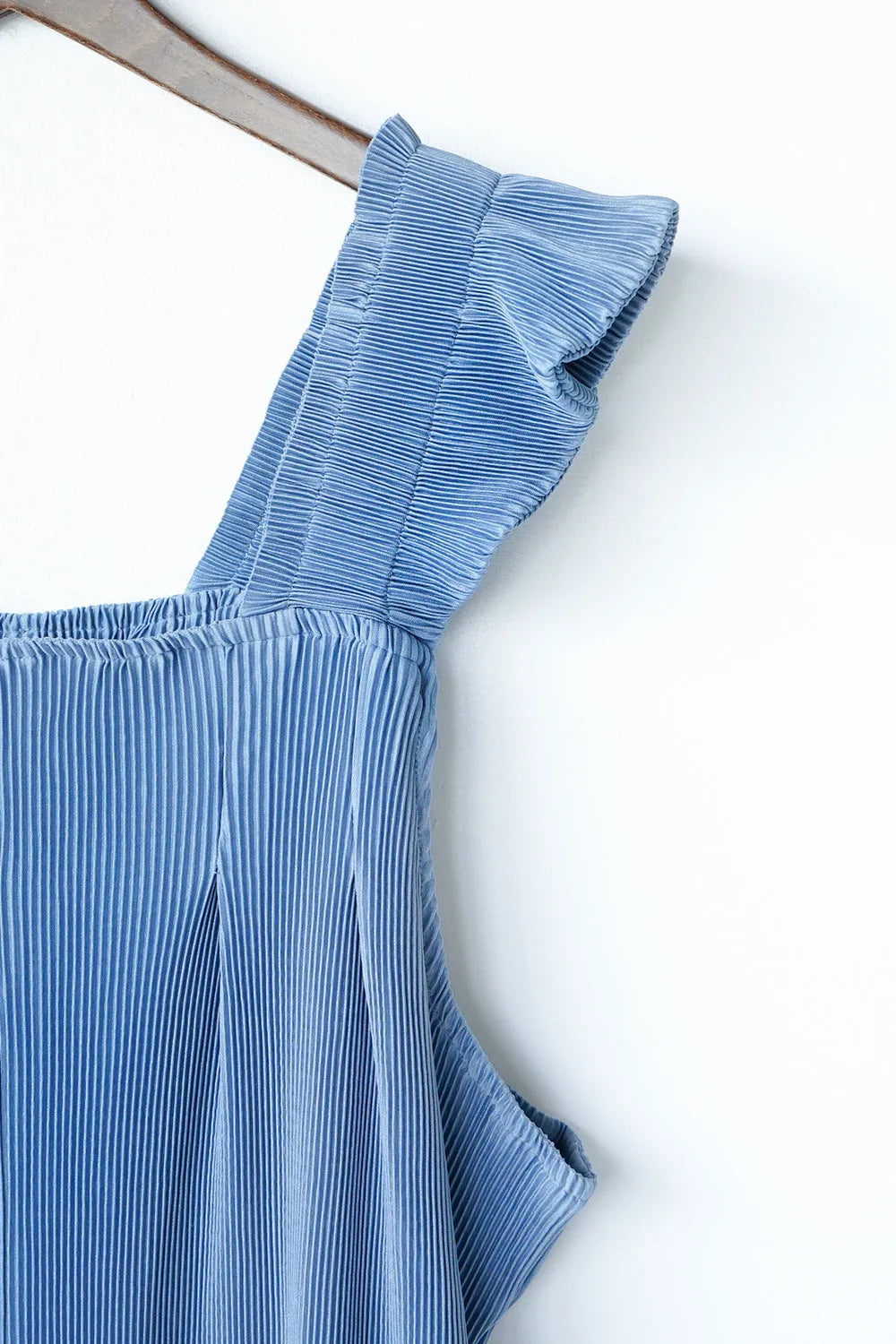 フリルショルダープリーツサロペット