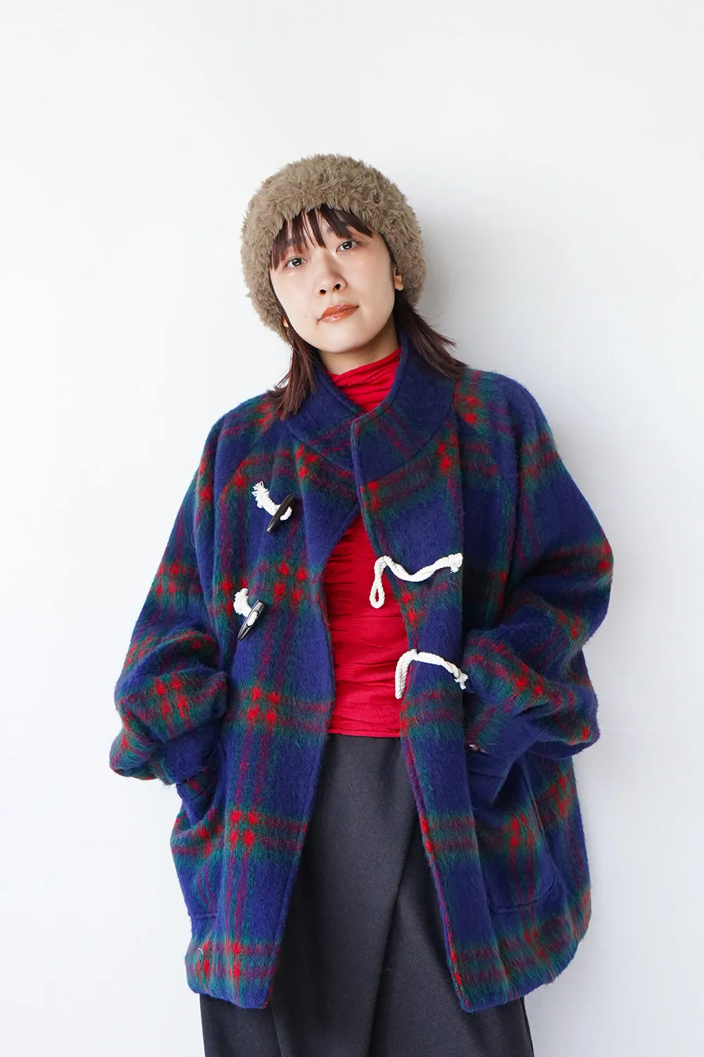 【LILA n' citta】チェック柄ハーフコート