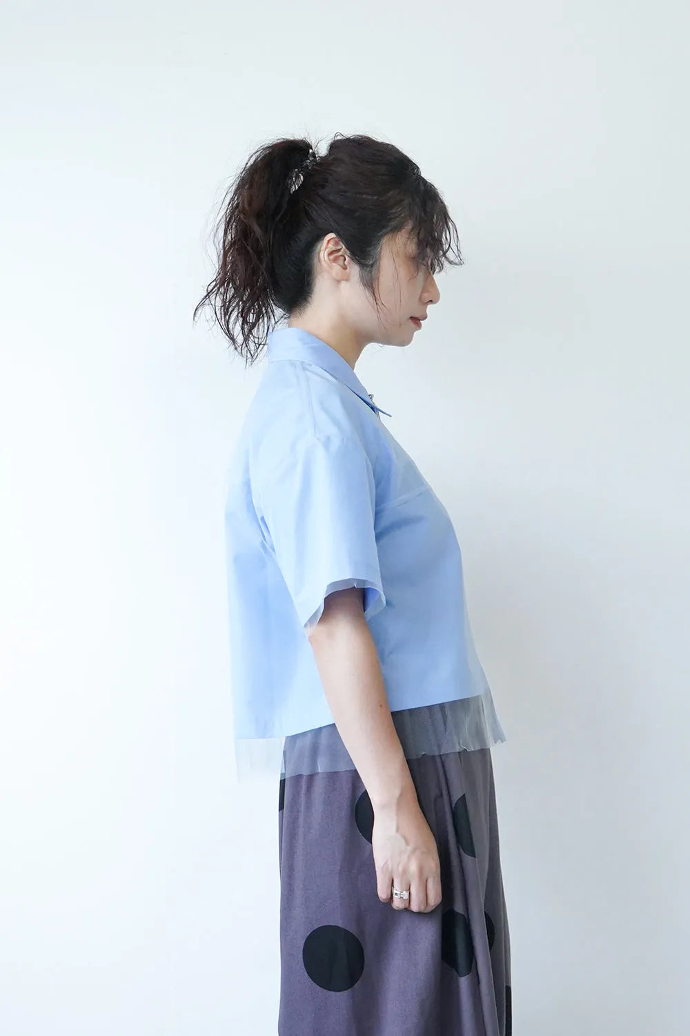 【MICALLE MICALLE】チュールレイヤードシャツ