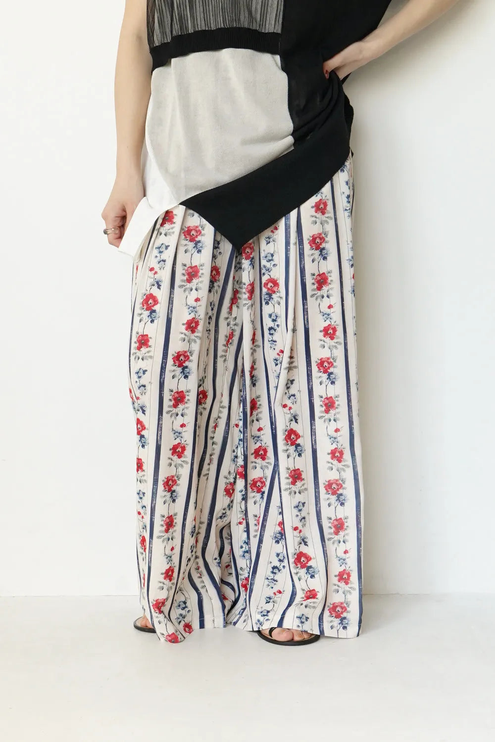 ストライプ×花柄ワイドパンツ – LILA & CITTA ONLINE SHOP