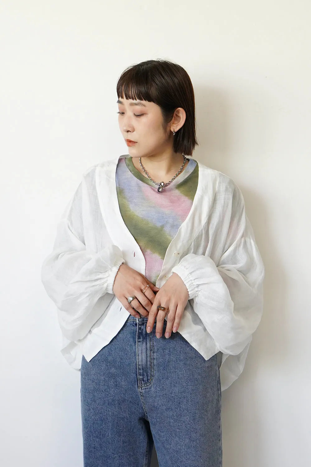 ドルマンリネンショートカーデ