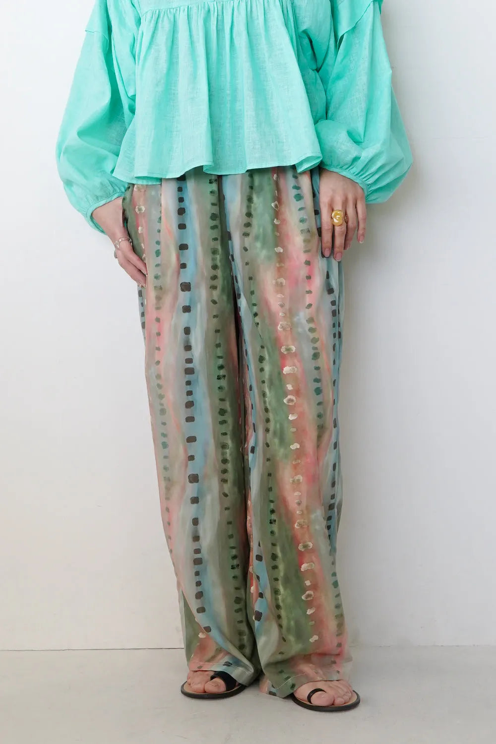 【LILA n’citta】ストライプドットイージーパンツ