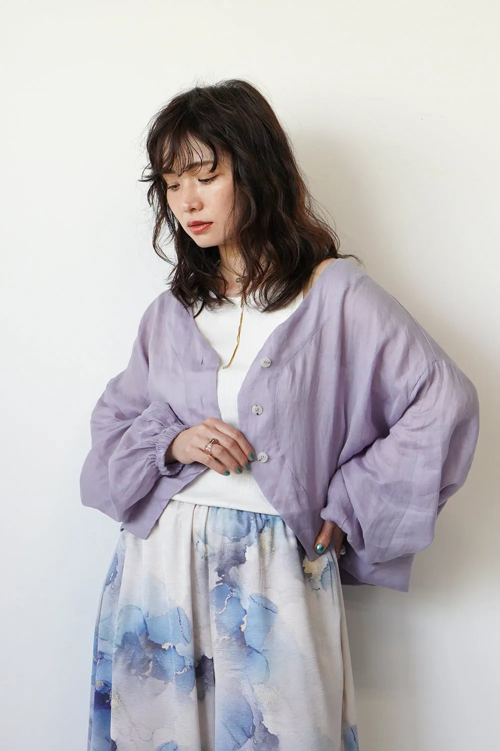 ドルマンリネンショートカーデ