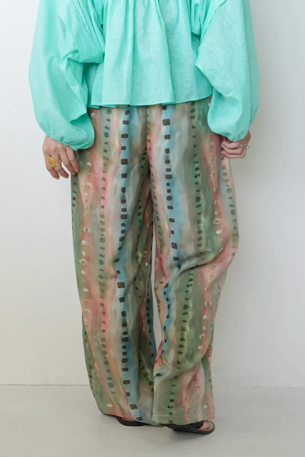 【LILA n’citta】ストライプドットイージーパンツ