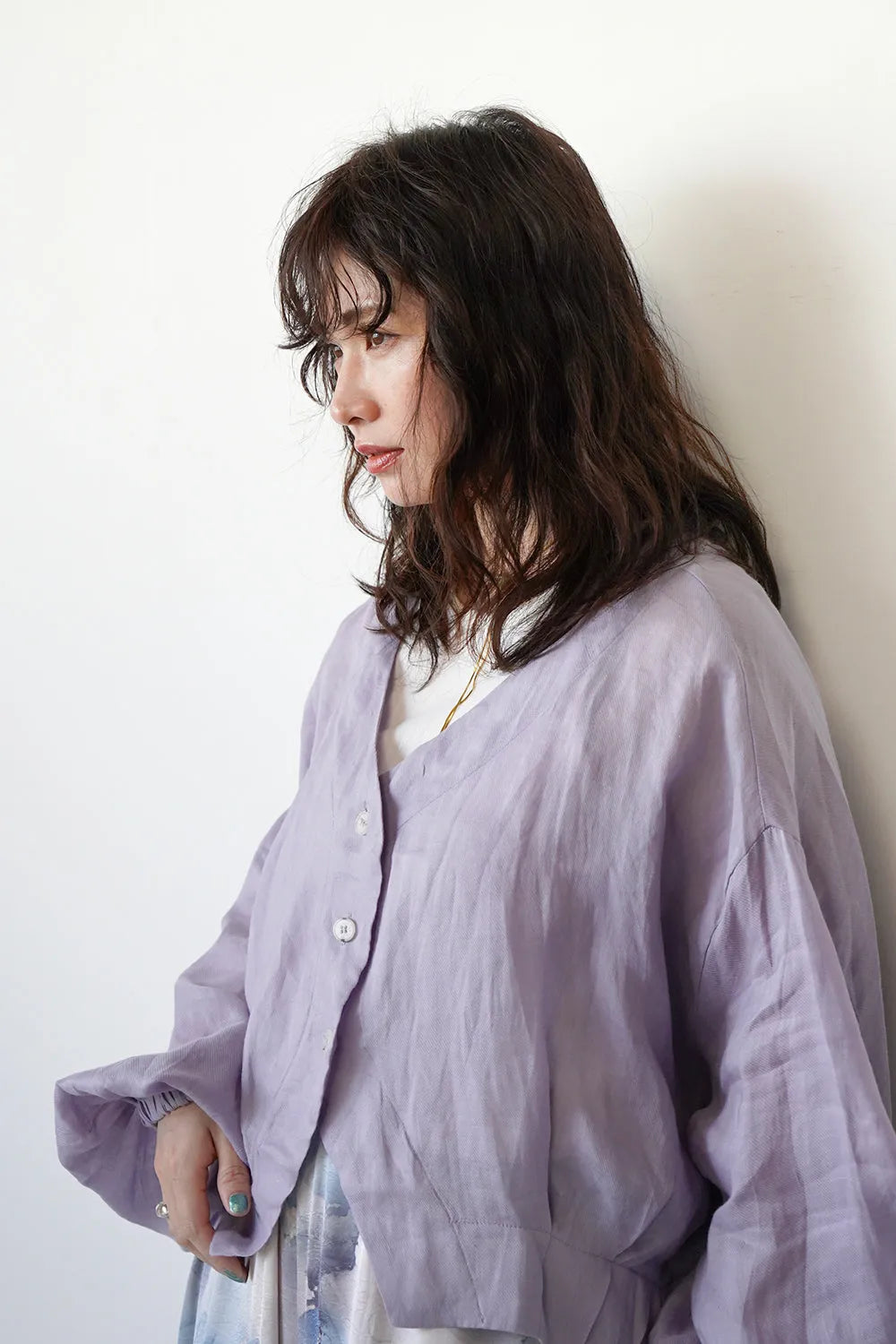 ドルマンリネンショートカーデ