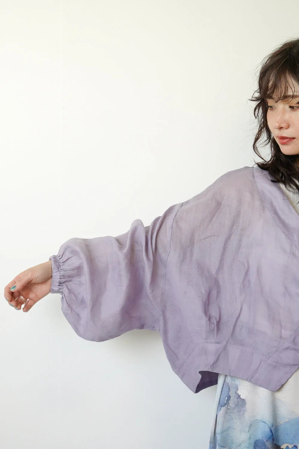 ドルマンリネンショートカーデ